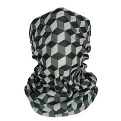 Geometrik Küp Desenli Çok Amaçlı Bandana Boyunluk - Unisex Modern Tasarım