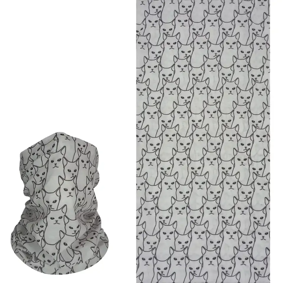 Kedi Desenli kafaya ve boyuna bağlanan buff Boru Bandana Saç Bandı