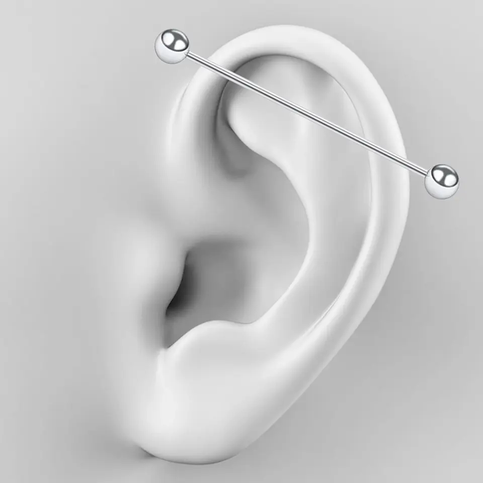Gümüş Renk 316L Cerrahi Çelik Toplu Industrial - Köprü Piercing