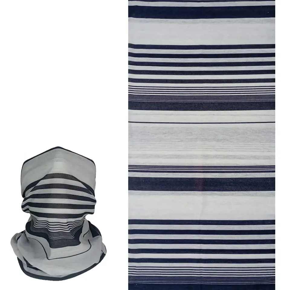 Siyah Beyaz Çizgili saça ve ağıza bağlanan buff Boru Bandana Saç Bandı