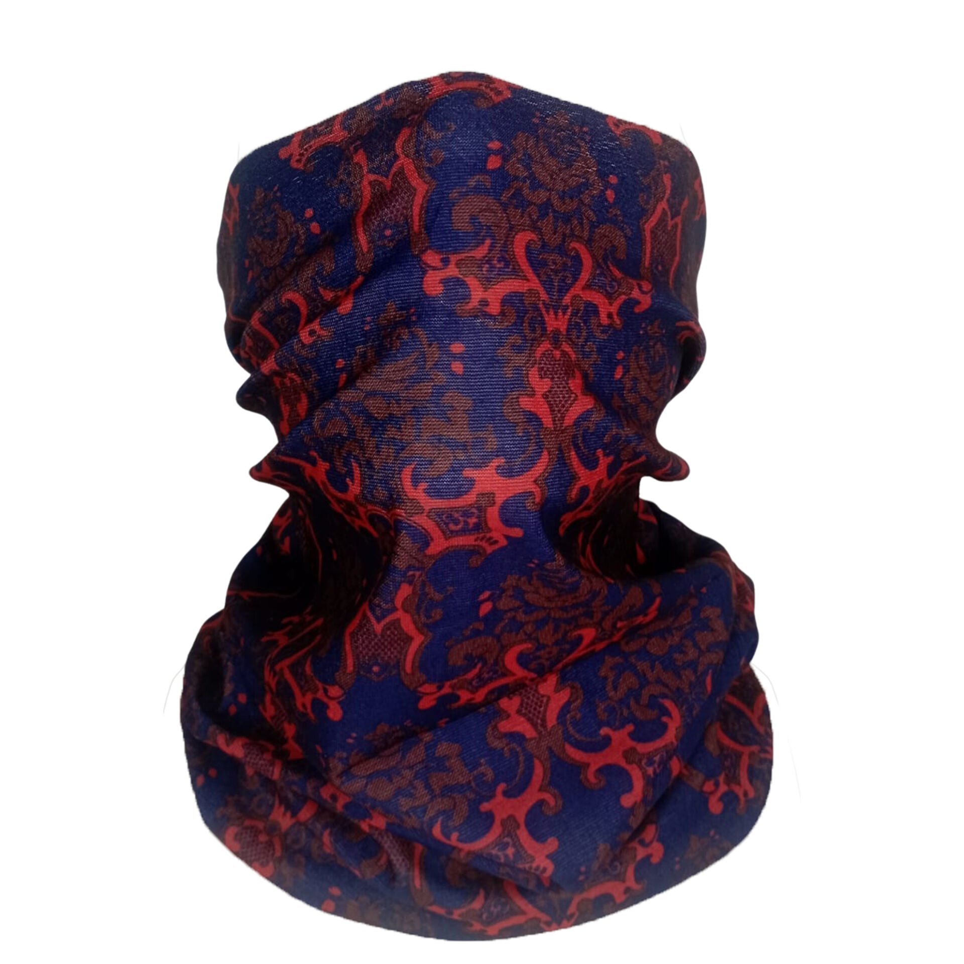 Bordo Lacivert Desenli Buff – Unisex Şık Boyunluk & Çok Amaçlı Bandana