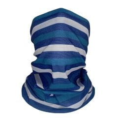 Mavi Beyaz Çizgili Çok Amaçlı Bandana Boyunluk - Unisex Denizci Temalı Tasarım