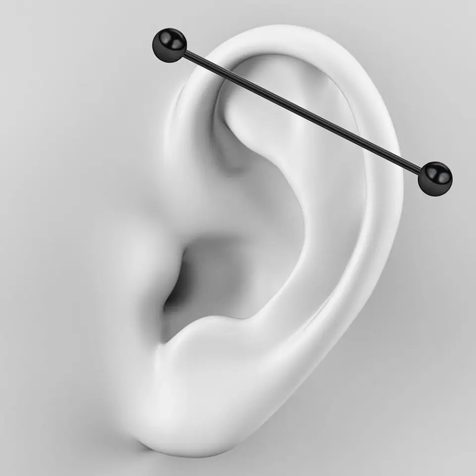 Siyah Renk 316L Cerrahi Çelik Toplu Industrial - Köprü Piercing