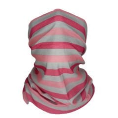 Pembe Gri Çizgili Çok Amaçlı Bandana Boyunluk - Unisex Tasarım