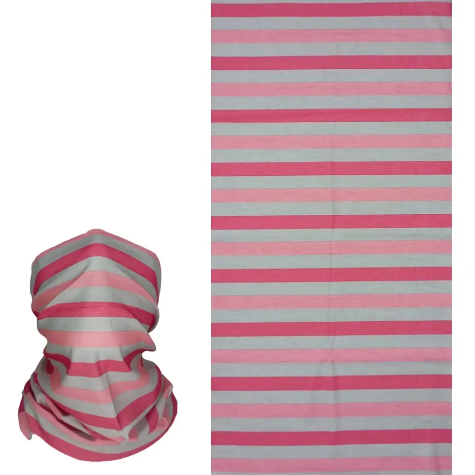 Pembe Beyaz Çizgili saça, kola, boyuna bağlanan Boru Bandana Saç Bandı