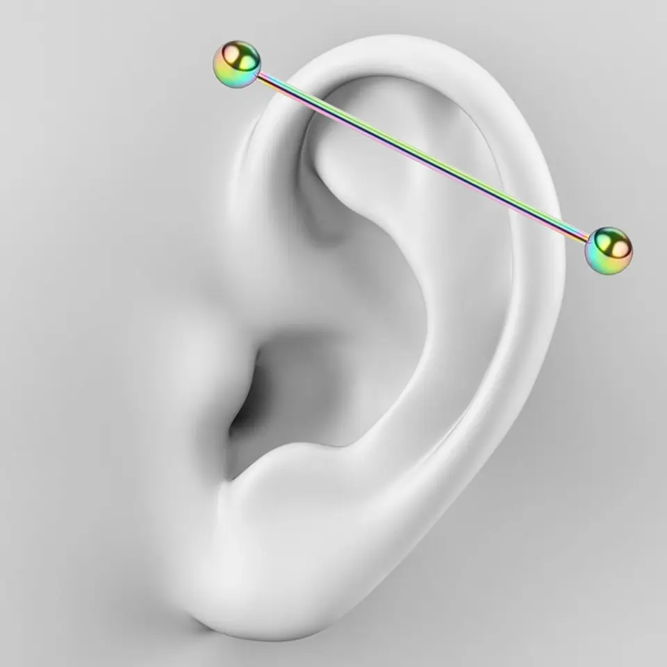 Gökkuşağı Renkli 316L Cerrahi Çelik Toplu Industrial - Köprü Piercing