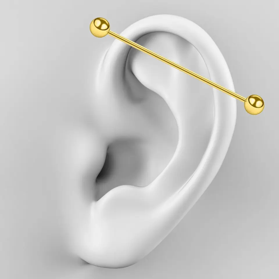 Gold 316L Cerrahi Çelik Toplu Industrial - Köprü Piercing