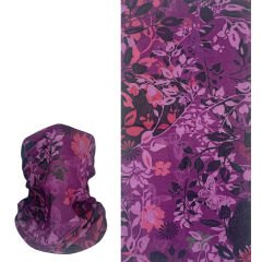 Mor Çiçek Desenli Buff – Zarif Çok Amaçlı Bandana & Boyunluk