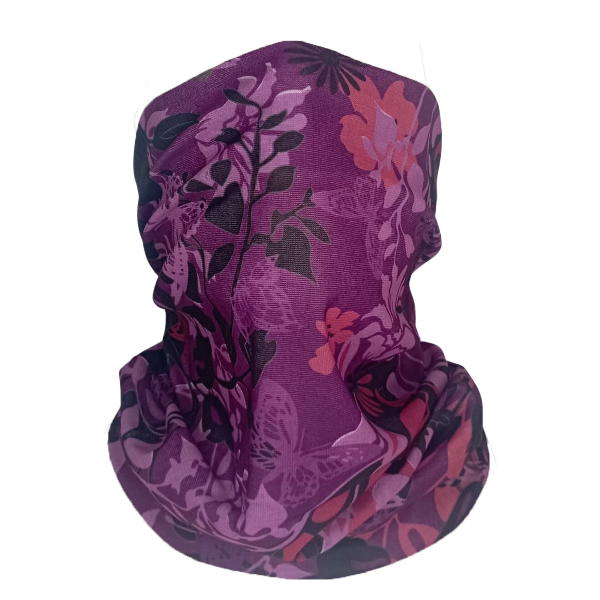 Mor Çiçek Desenli Buff – Zarif Çok Amaçlı Bandana & Boyunluk