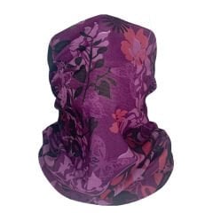 Mor Çiçek Desenli Buff – Zarif Çok Amaçlı Bandana & Boyunluk