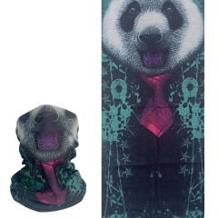 Kravatlı Panda Desenli Buff – Eğlenceli Çok Amaçlı Bandana & Boyunluk