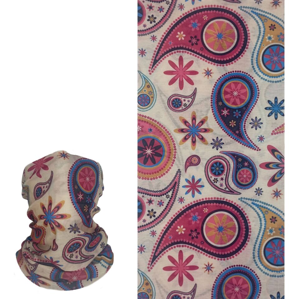 Boho Paisley Desenli Retro Çiçekli Çok Amaçlı Bandana - Çok Amaçlı Boyunluk