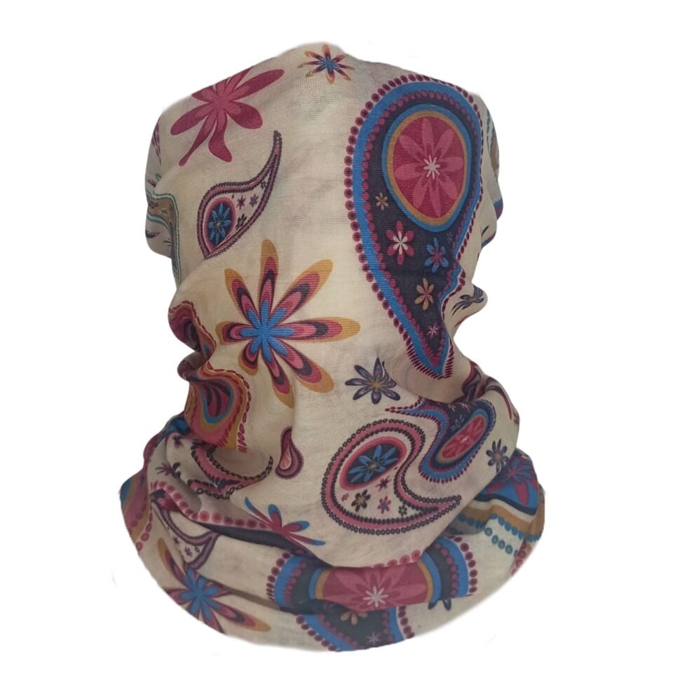 Boho Paisley Desenli Retro Çiçekli Çok Amaçlı Bandana - Çok Amaçlı Boyunluk
