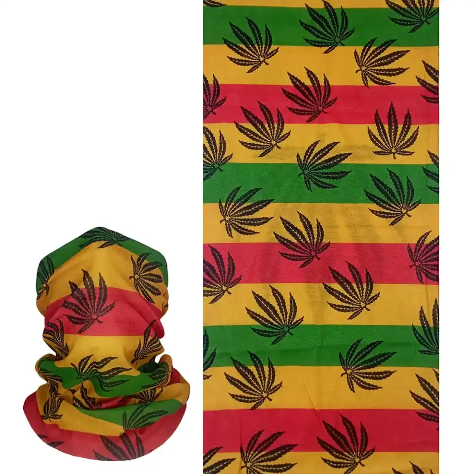 Rasta Yaprak Desenli boyuna ve kafaya bağlanan buff Boru Bandana Saç Bandı