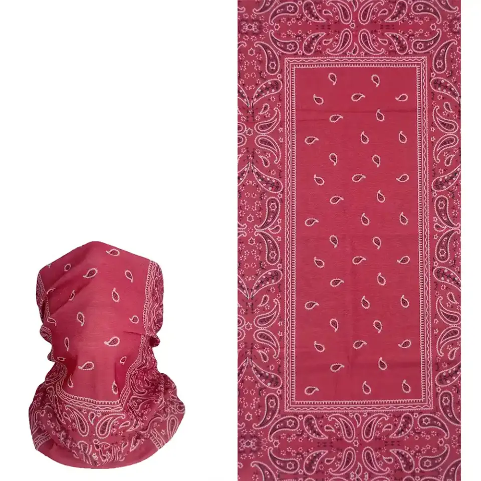 Kırmızı Paisley Desenli saçta ve boyunda kullanılan buff Boru Bandana Saç Bandı