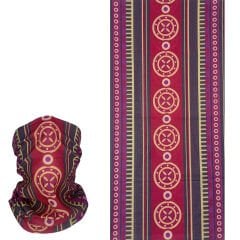 Etnik Desenli Geometrik Buff – Kırmızı Çizgili Boru Bandana