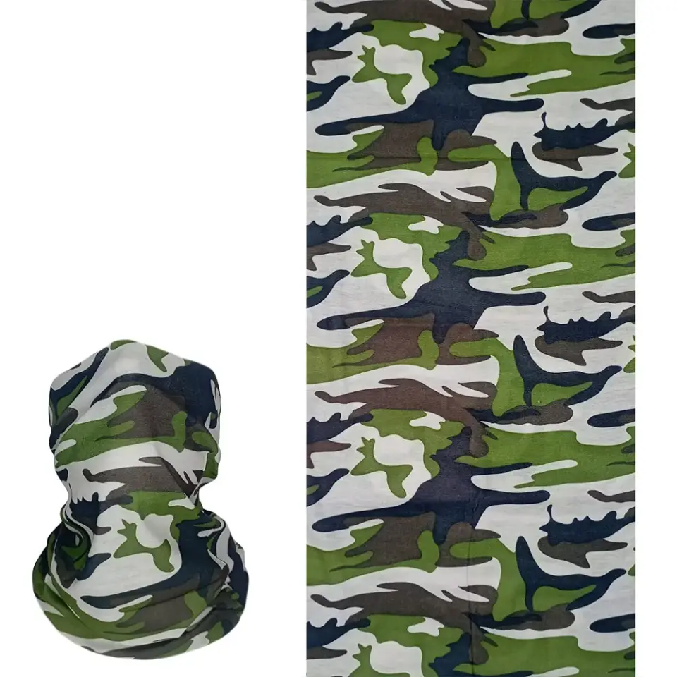 kamuflaj desenli boyuna ve kafaya bağlanan bandana saç bandı