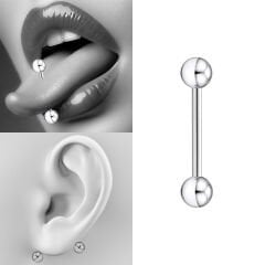 Toplu Çelik 1,6 mm Düz Bar Piercing, Dil-Venom-Transverse Lobe