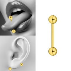 Toplu Gold Çelik 1,6 mm Düz Bar Piercing, Dil-Venom-Transverse Lobe