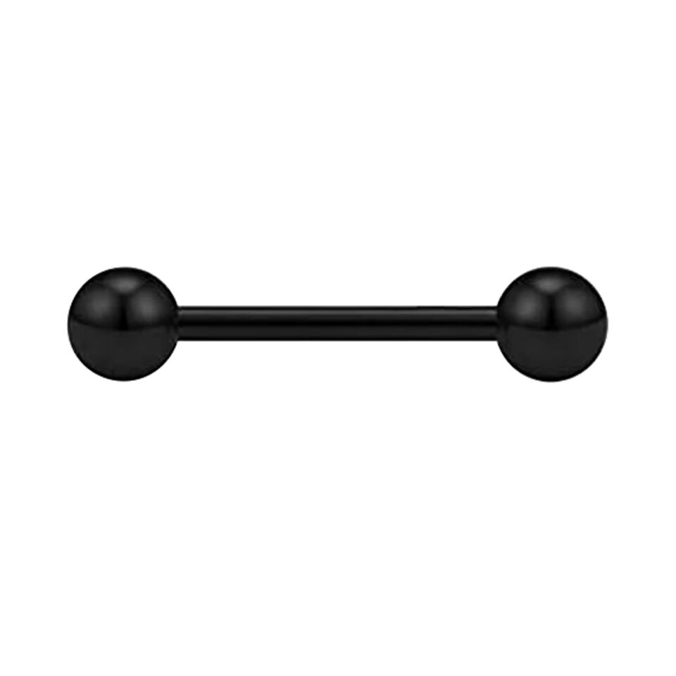 Toplu Siyah Çelik 1,6 mm Düz Bar Piercing, Dil-Venom-Transverse Lobe