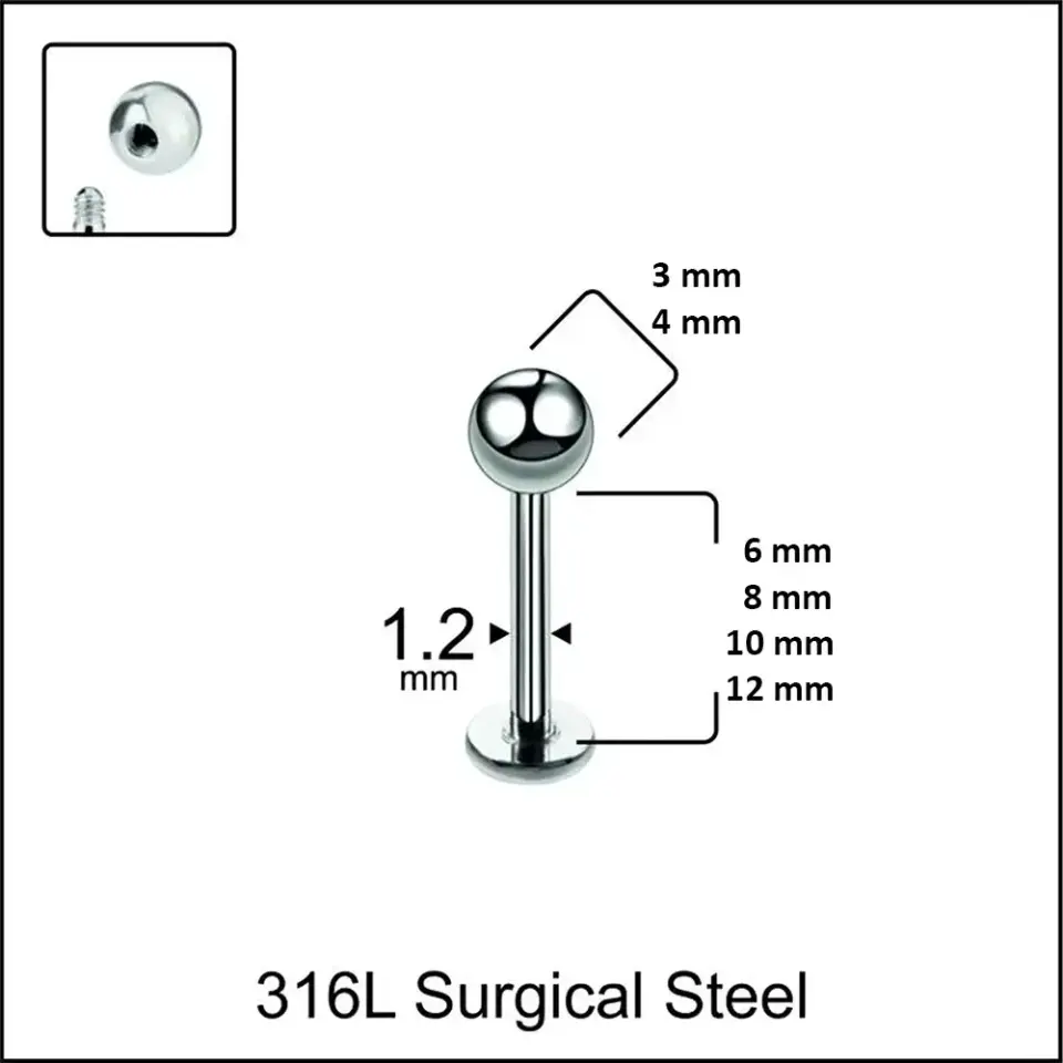 Kararmaz ve paslanmaz özellikli cerrahi çelik piercing ölçü detayları