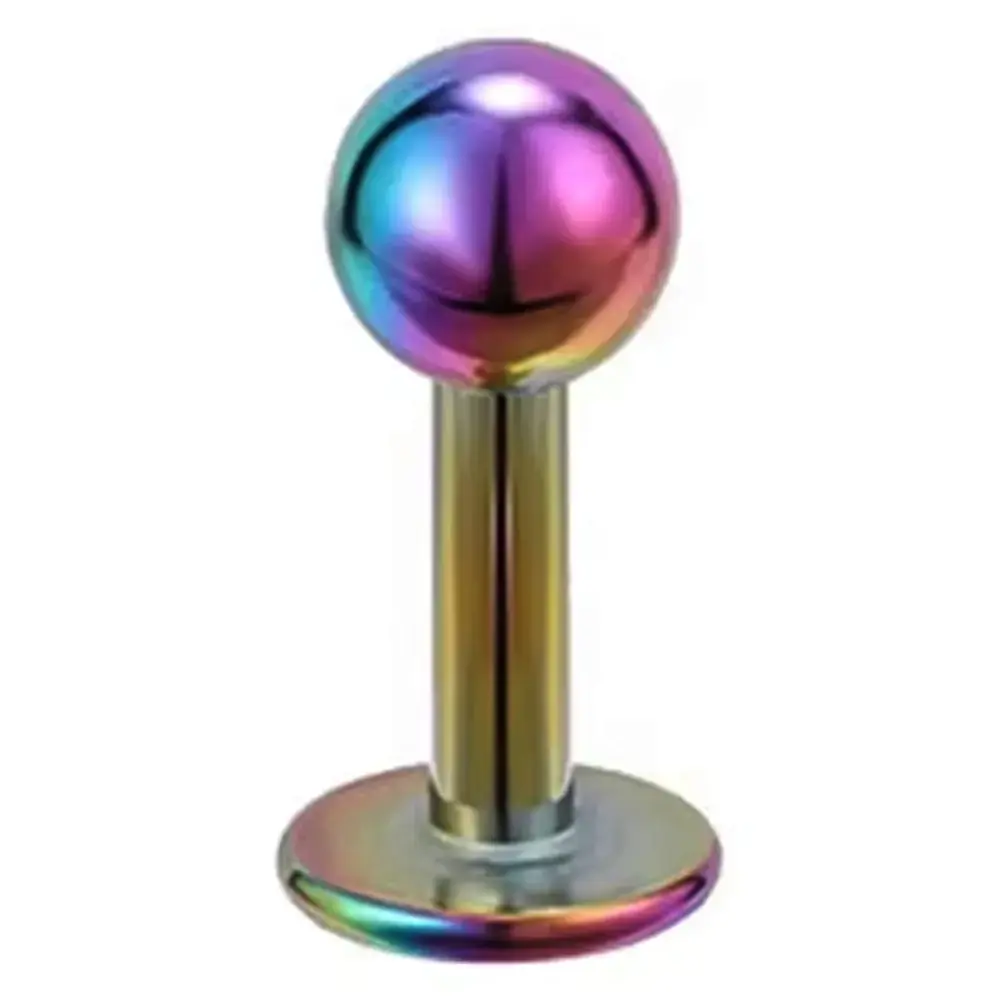 Gökkuşağı renkli 316L cerrahi çelik dudak tragus kıkırdak piercing