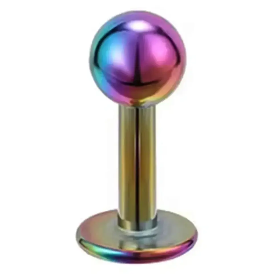 Gökkuşağı renkli 316L cerrahi çelik dudak tragus kıkırdak piercing