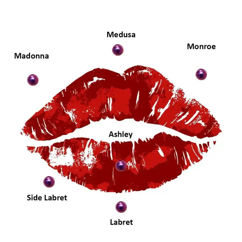 Düz arkalı (flatback) gökkuşağı rengi dudak tragus kıkırdak piercing çeşitleri