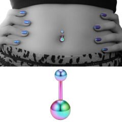 Toplu Gökkuşağı Çelik Göbek Piercing