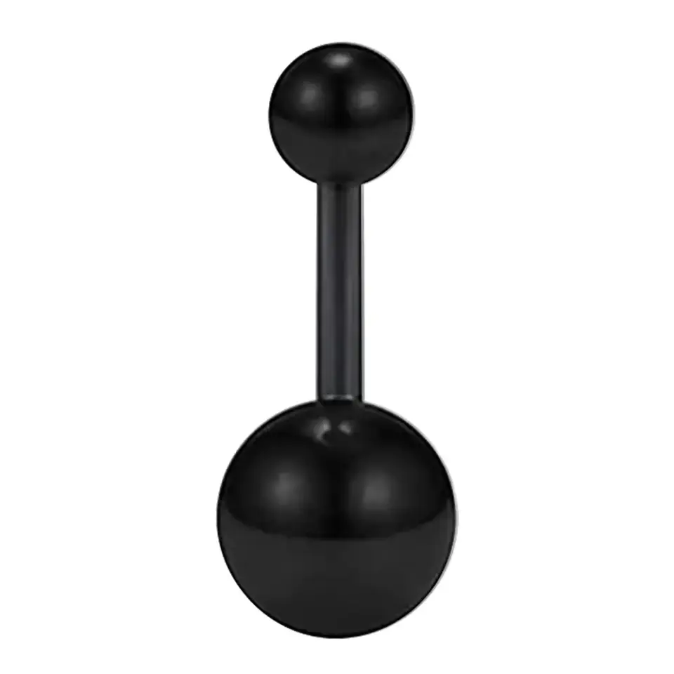 Siyah Renk Toplu 316L Cerrahi Çelik Göbek Piercing Genel Görünüm