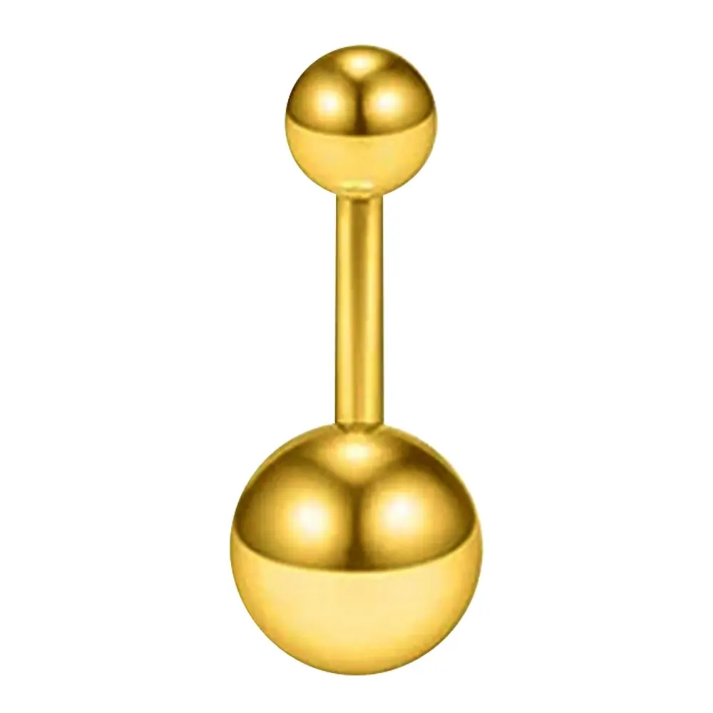 Altın Renk Toplu 316L Cerrahi Çelik Göbek Piercing Genel Görünüm ve Işıltı