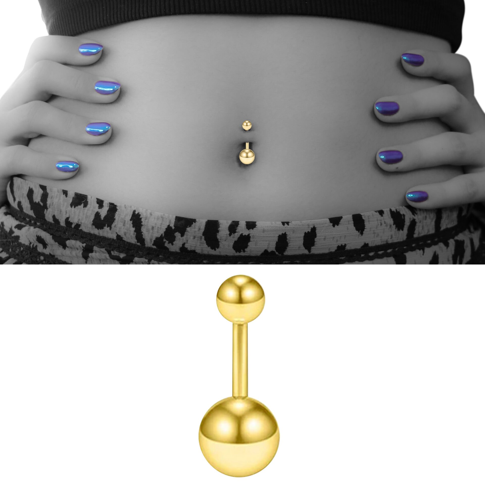 Toplu Gold Çelik Göbek Piercing