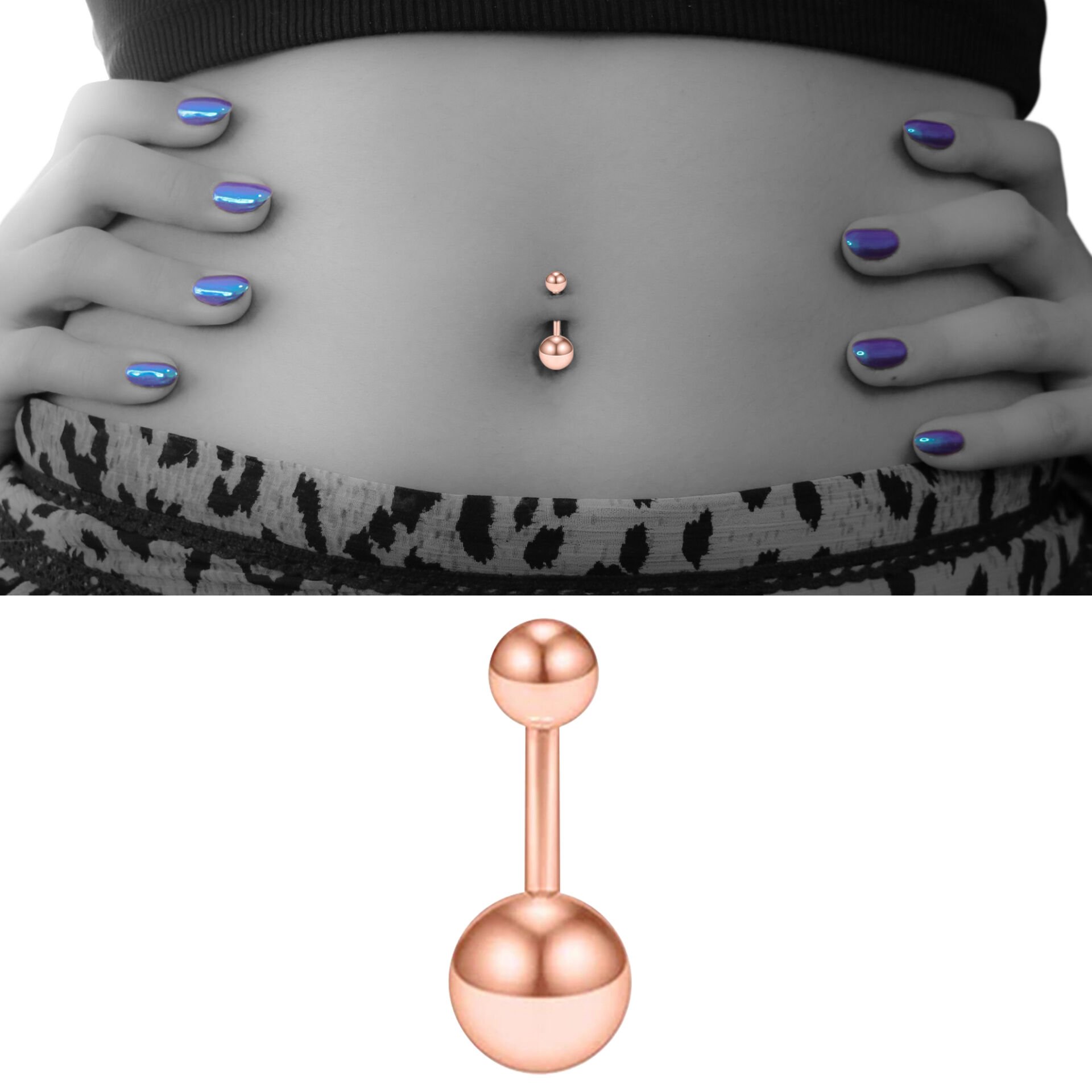 Toplu Rose Çelik Göbek Piercing