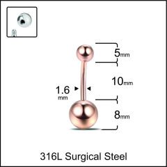 Toplu Rose Çelik Göbek Piercing