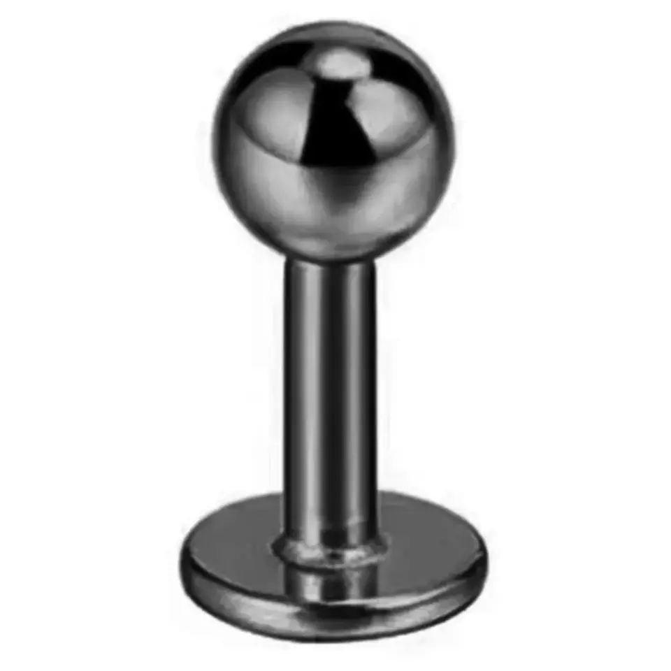 Siyah toplu 316L cerrahi çelik dudak tragus kıkırdak piercing