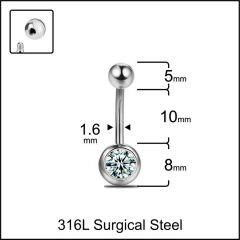 Taşlı Toplu Çelik Göbek Piercing