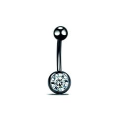 Taşlı Toplu Siyah Çelik Göbek Piercing