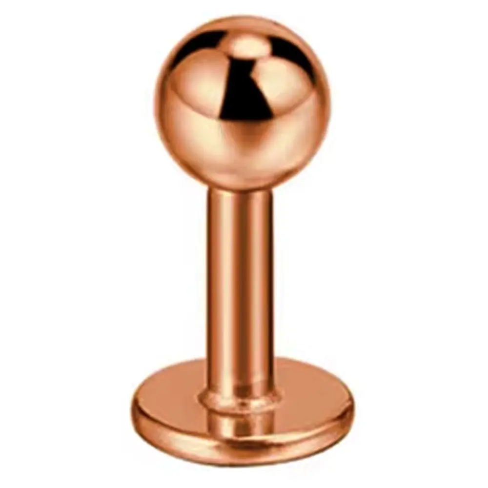 Rose kaplama 316L cerrahi çelik dudak, tragus, kıkırdak piercing ön görünüm