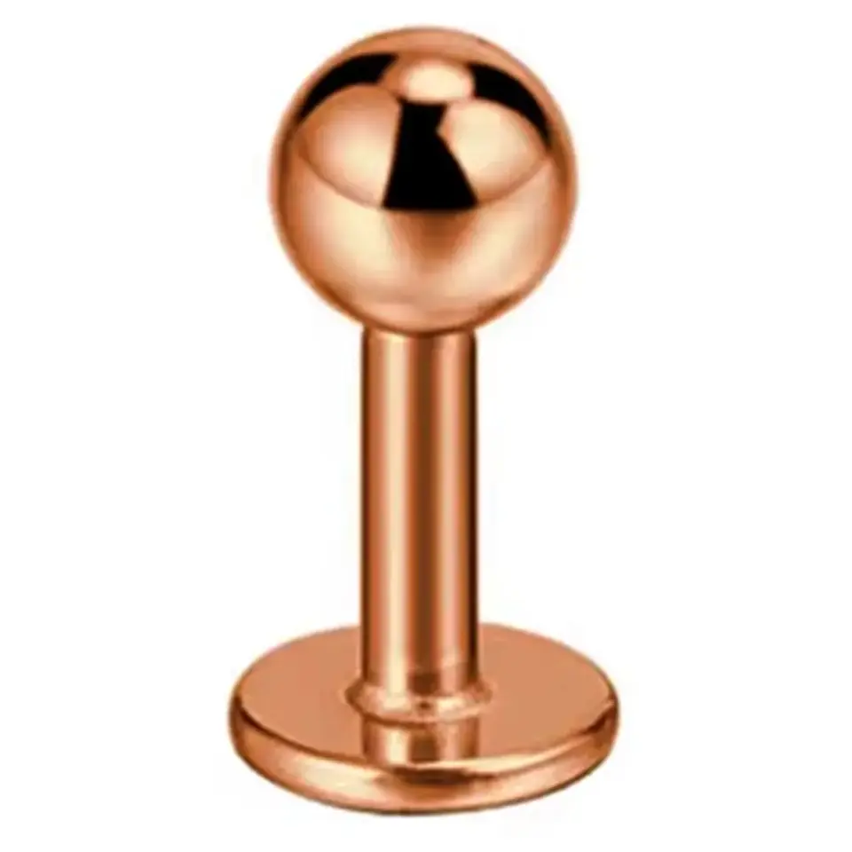 Rose kaplama 316L cerrahi çelik dudak, tragus, kıkırdak piercing ön görünüm