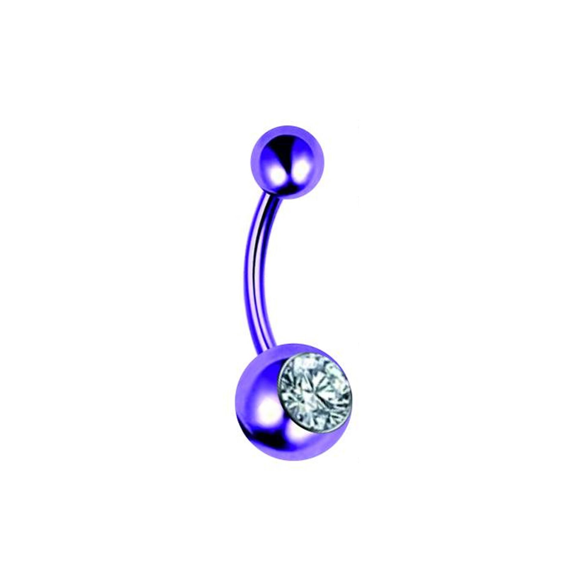 Taşlı Toplu Mor Çelik Göbek Piercing