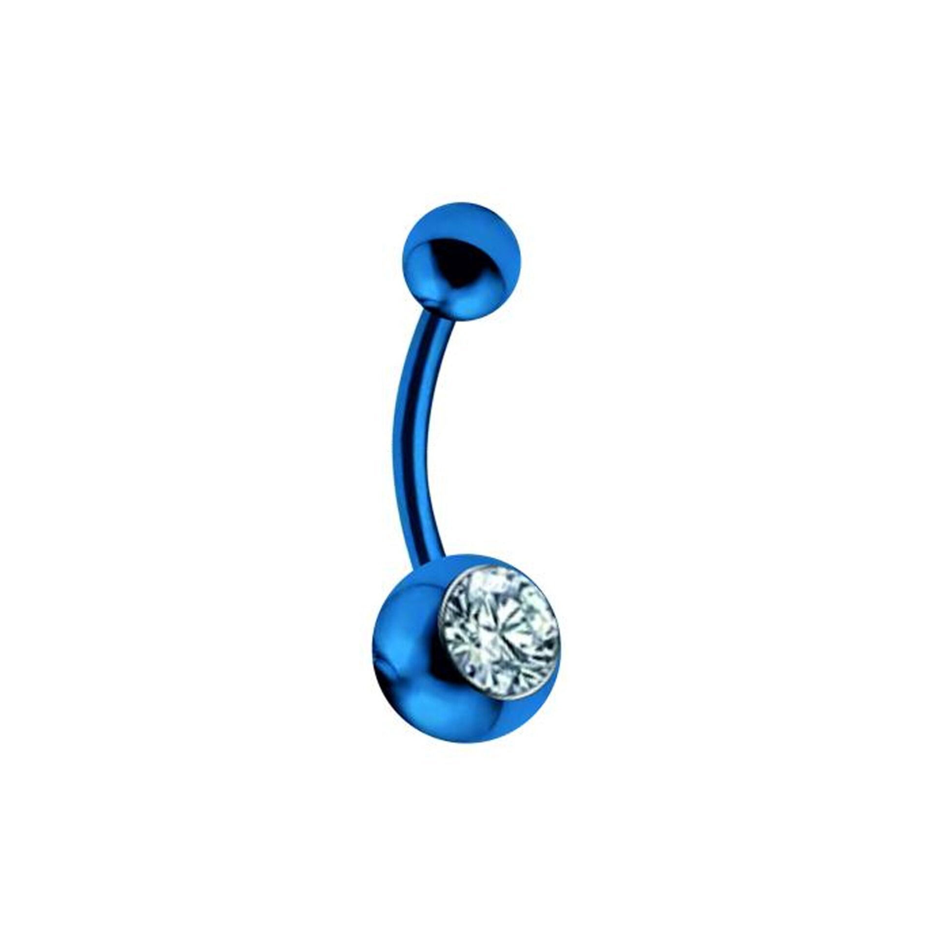 Taşlı Toplu Mavi Çelik Göbek Piercing