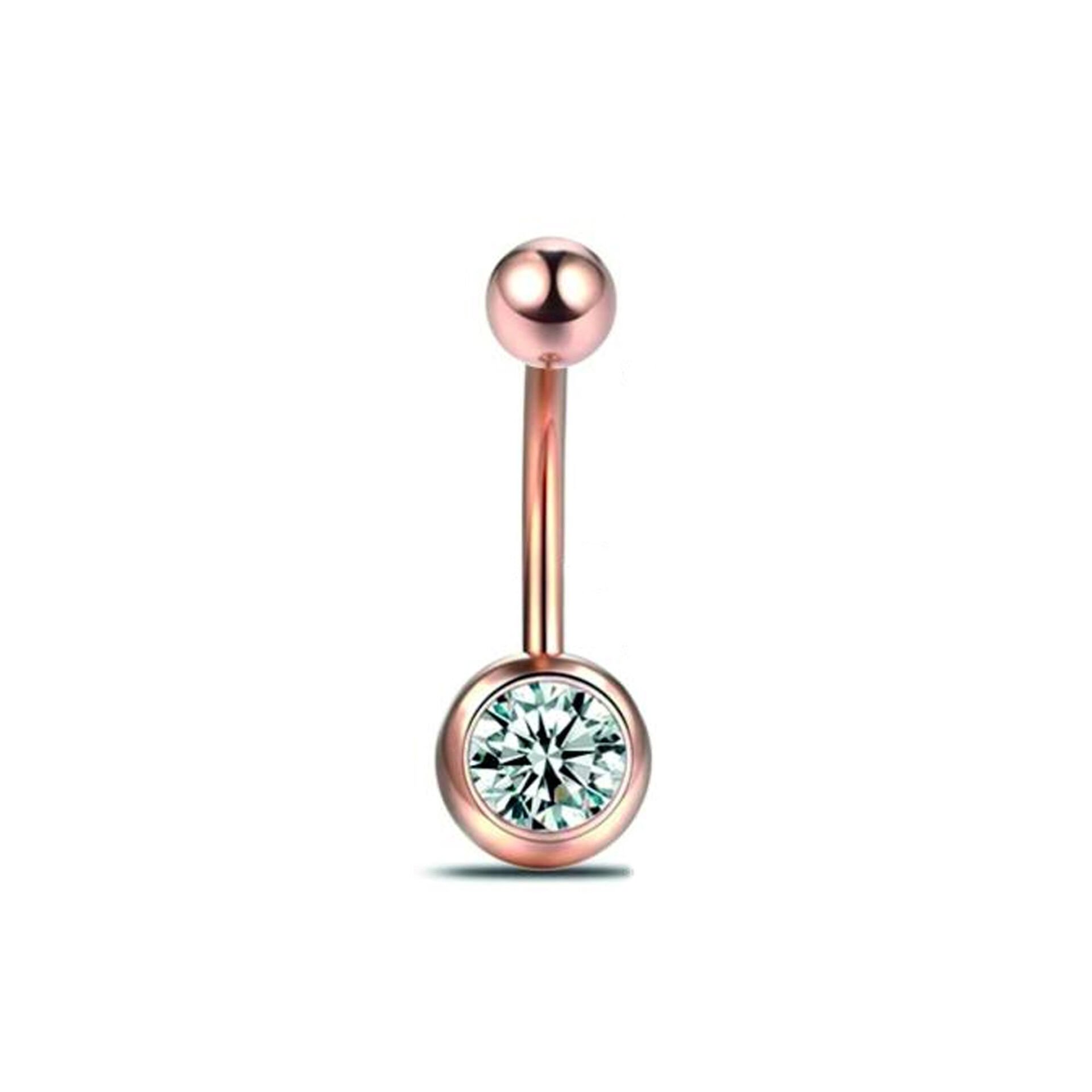 Taşlı Toplu Rose Çelik Göbek Piercing