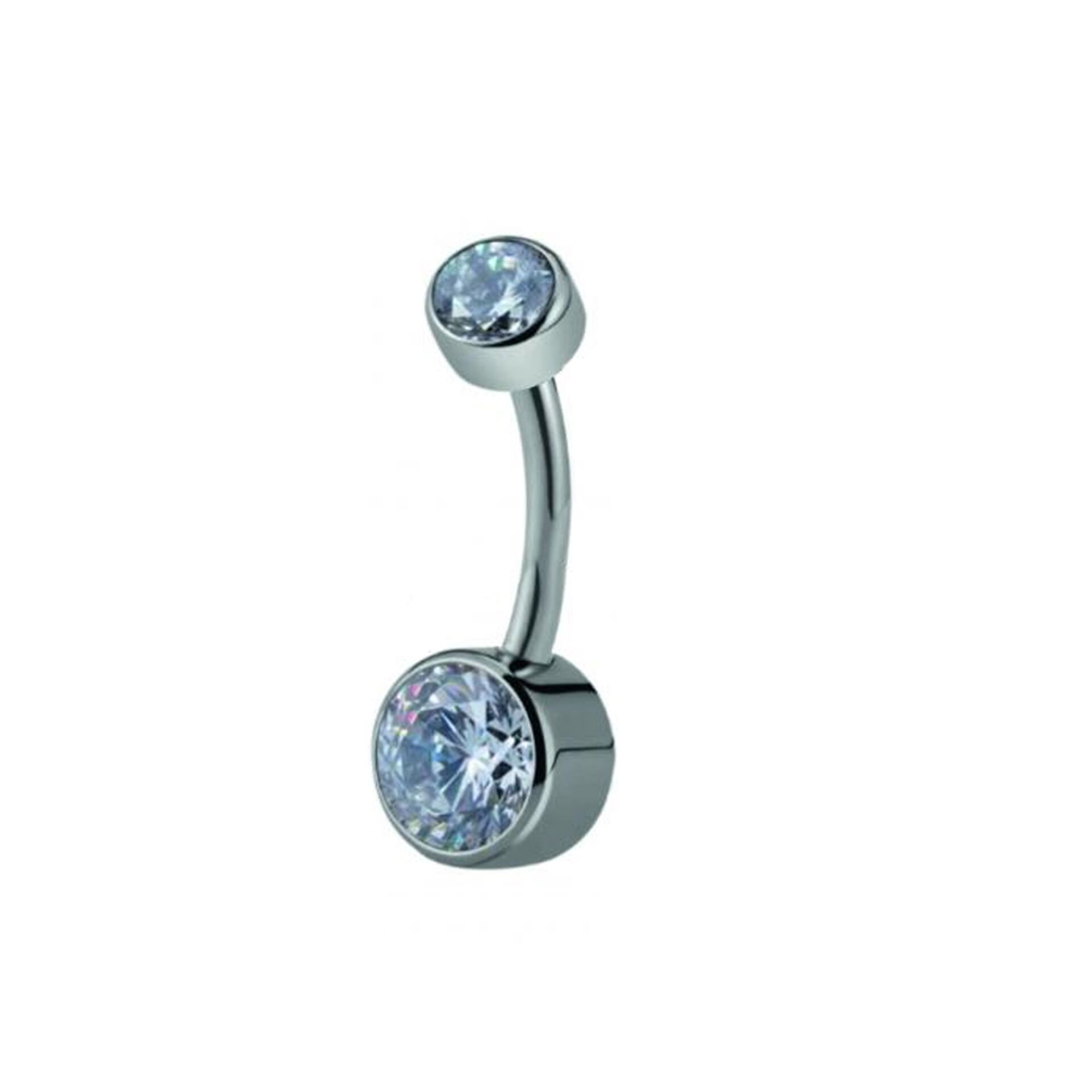 Düz Kesim Çift Taş Çelik Göbek Piercing
