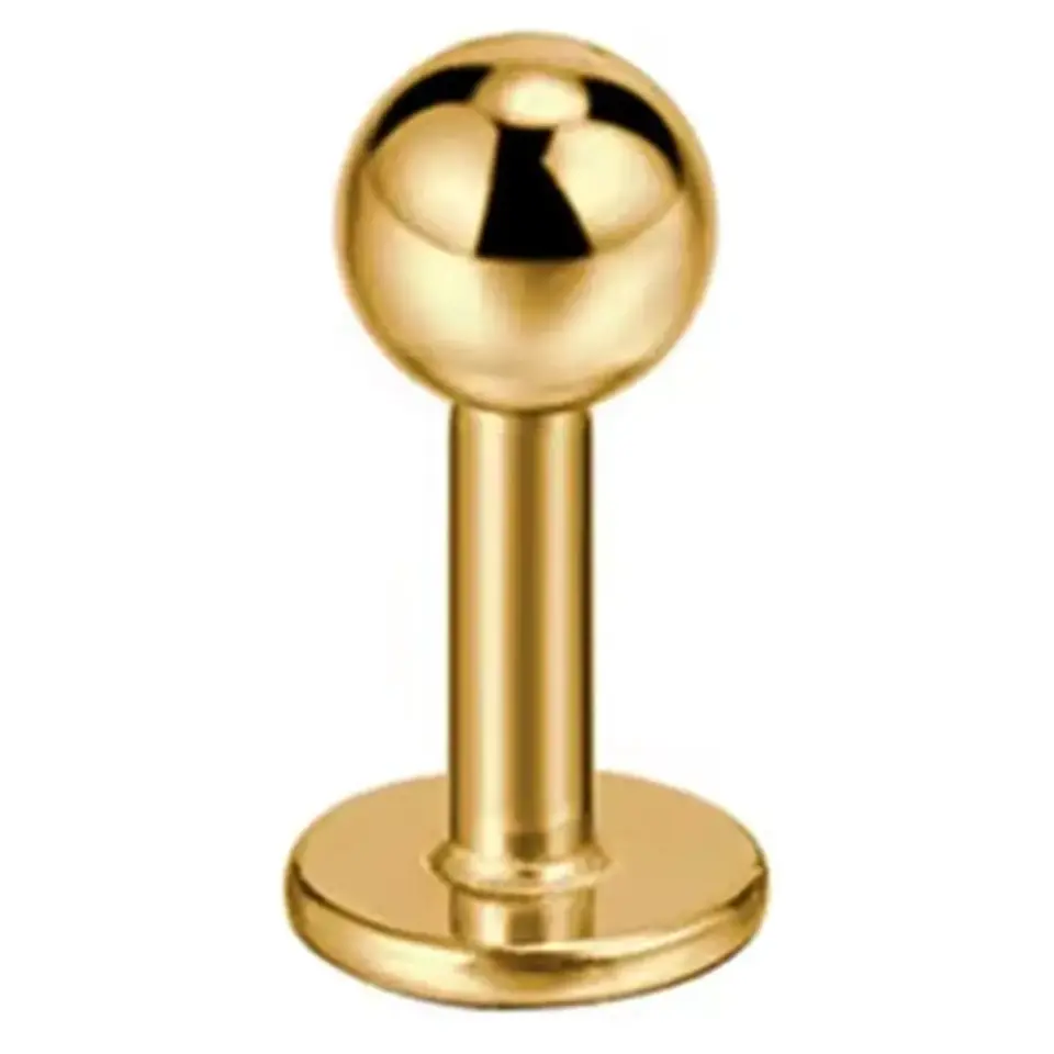 Gold kaplama 316L cerrahi çelik toplu dudak, tragus, kıkırdak piercing