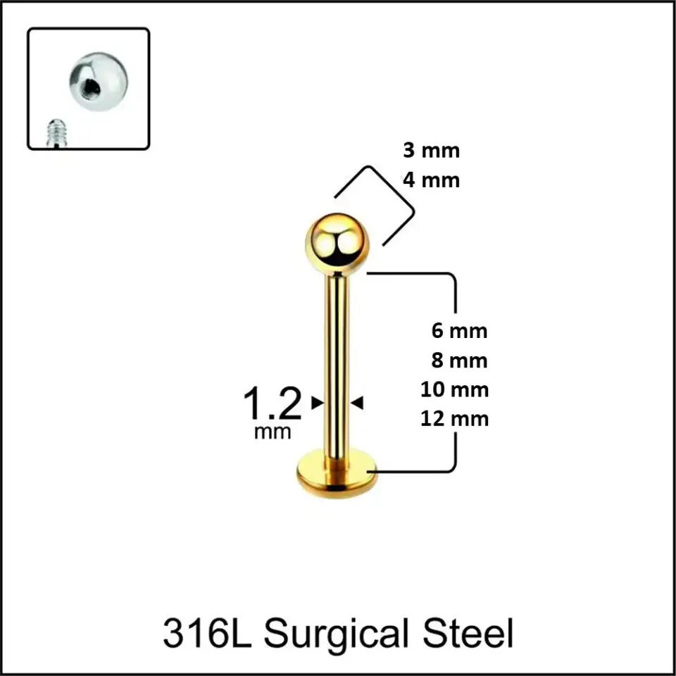 Farklı bar uzunluklarına sahip altın renkli kıkırdak piercing modelleri